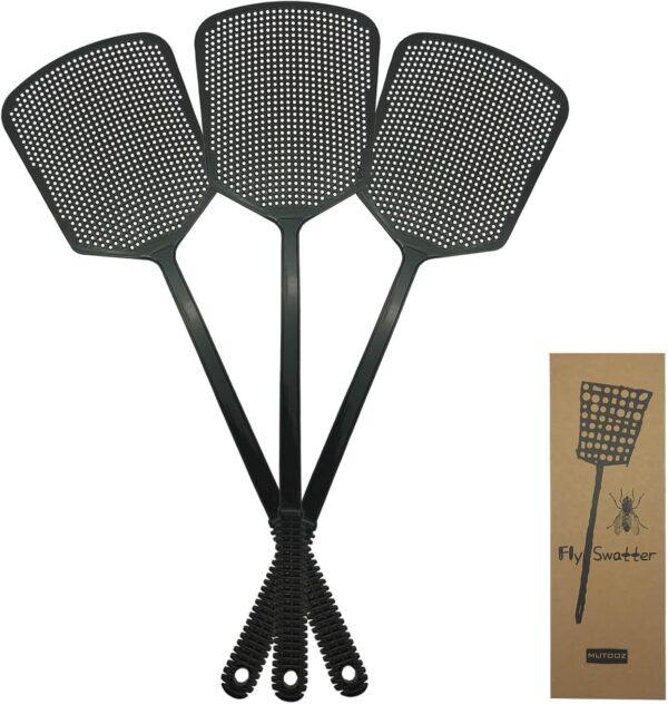 Fly Swatters Multi Pack - Fly Swatter Plastic with Heavy Duty Thick Grip, Black 6 Pack - Image 2