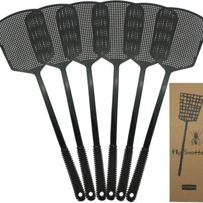 Fly Swatters Multi Pack - Fly Swatter Plastic with Heavy Duty Thick Grip, Black 6 Pack