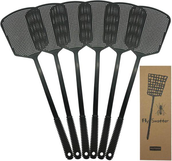 Fly Swatters Multi Pack - Fly Swatter Plastic with Heavy Duty Thick Grip, Black 6 Pack